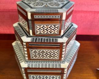 Mother of Pearl  inlaid graduated boxes 