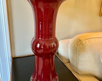 Chinese-style oxblood porcelain lamp                         31"h 