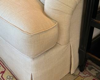 Custom two cushion sofa in Italian linen                                                 29"h x 70" long x 39"d   seat height 20"