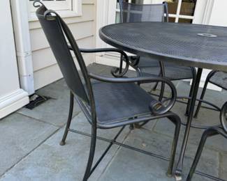 Restoration Hardware wrought iron patio table & 4 chairs $500  29.5"h x 48" diameter