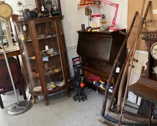 Antique Barrister Bookcase/Desk and Small Collectibles