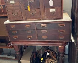 Antique Cast Iron Caldron,  Antique Oak Cabinets, And Antique Lap Writing  Desks