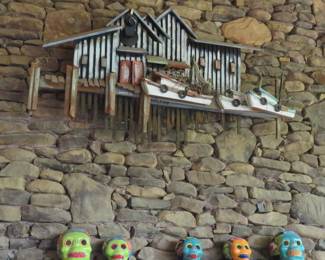 Wharf diorama, Mexican pottery skulls