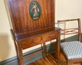 50% OFF PRICES BUY NOW    Antique Telephone Cabinet /Desk Handpainted with Chair   - both very sturdy  -  $264 for the 2 Pieces   18" wide x 44" tall   x 15" deep        Hate to Say This I grew up with one of these with the landline phone  lol