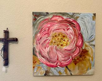 Canvas Painted Art and Nice wood Cross