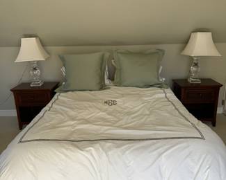 Queen Bed, Night Stands and Lamps
