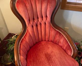 Kimball Victorian Style Chair with Pink Tufted Upholstery