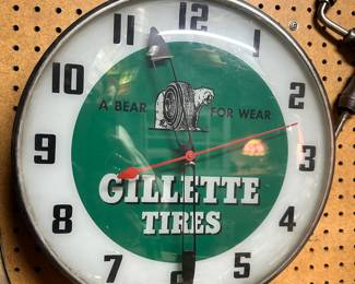 1959 Gillette Tires "A Bear For Wear" Clock - Made in New Rochelle, New York