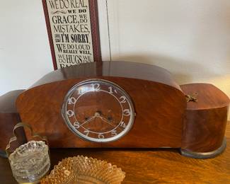 Art Deco Burl Wood Mantle Clock