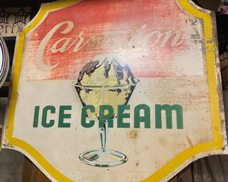 Carnation Ice Cream Metal Advertising Sign