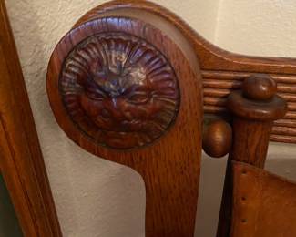 1800's Leather & Oak Arm Chair