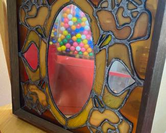 Framed Stained Glass Floral Mirror
