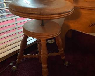  Wood Piano Stool with Brass/Glass Claw Feet
