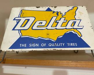 Delta Tires Metal Advertising Sign with Stand