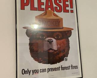 Framed Smokey Bear Poster