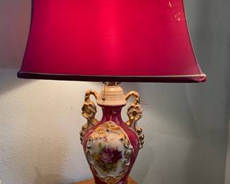 19th Century Porcelain Floral Lamp