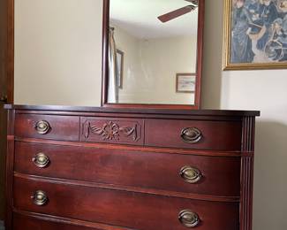 Antique mahogany dresser w/mirror - 1 of 5 pieces