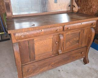 tiger oak sideboard