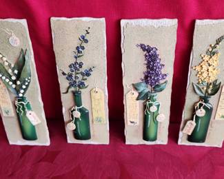 4 Handcrafted Tiles Of Edidle Flowers