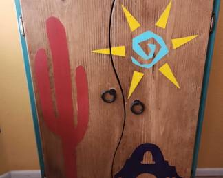 Handmade Hand Painted Wood Storage Cabinet