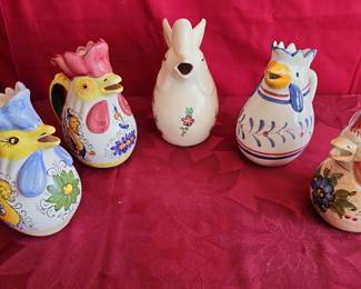 The Chickens Are Gathering. 5 Pc Chicken Pitchers