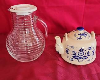 Glass Juice Carafe And A Teapot