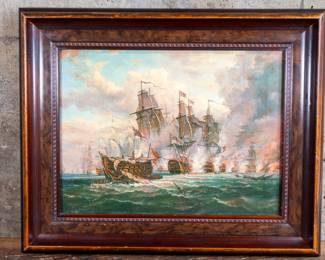 "BATTLE OF TRAFALGAR" JACOB KNYFF OLEOGRAPH