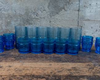 Blue Glasses and Candleholders