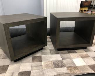  (pair) WHITEHAll SQUARE SIDE TABLES  Smoke Brown Finish  Overall: 24" sq., 22"H  Open Space: 15"H
