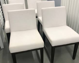 NOW:  $400   WAS $895    RESTORATION HARDWARE - MORGAN SIDE CHAIRS (SET OF 6)  White Perennials Performance Textured Linen Weave
