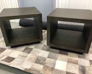  (pair) WHITEHAll SQUARE SIDE TABLES  Smoke Brown Finish  Overall: 24" sq., 22"H  Open Space: 15"H
