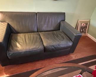 Jean Michel Frank leather love seat in good condition