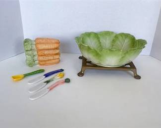 Discontinued Fitz Floyd Carrot Box  Otagiri Cabbage Bowl 