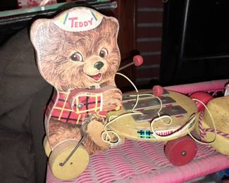 Vintage Teddy Playing The Xylophone Toy
