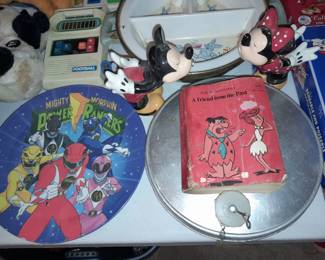 Vintage Power Rangers Plate W/ Kissing Mickey & Minnie Salt & Pepper Shaker Set