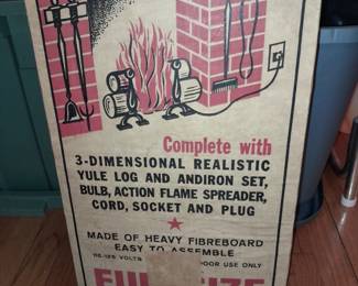 Vintage Carboard Electric Fireplace And Chimney Christmas Decoration In The ORIGINAL Box!