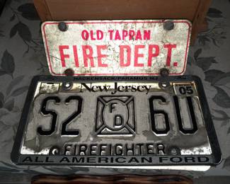 Vintage Old Tappan, NJ Fire Department License Plate Topper