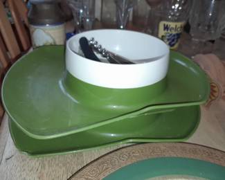 Vintage Plastic Tupperware Snack Tray/Bowl Sets