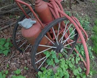 Antique Fire Hose Cart On Wheels
