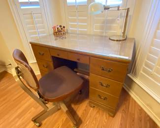 Vintage Desk 
Vintage metal frame office chair 