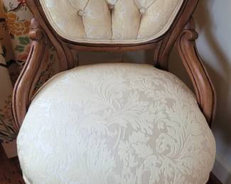 Victorian chair with brocade fabric