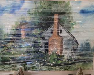 #160 Watercolor of Old Home, by Betty Zoe Miller, local Penisula artist