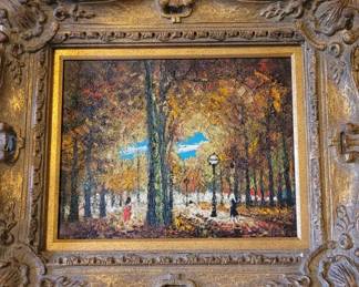 Original oil on canvas, the Stiffel Collection, no signature, Fall Leaves City Scene, Master Bedroom #2
