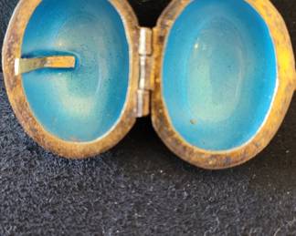 #39 interior of egg-shaped cloisonne locket pendant