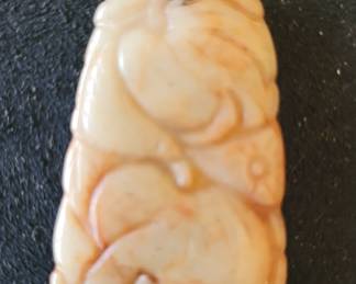 #36 carved jade pendant 2"
