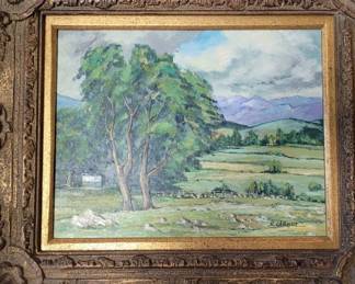Original oil on canvas from the Stiffel Collection, signed N. Carmel, Scene of the Countryside, Formal Living Room