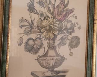 #101 vintage floral botanical framed print, 16"x19 1/2", MBR1
