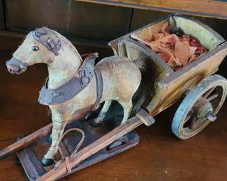 Antique wooden horse, played with by homeowners' daughter