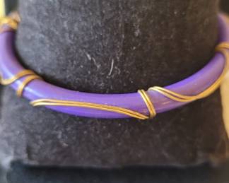 #38 purple 3" bangle bracelet with gold-tone wire