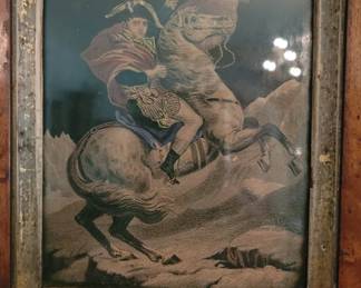 #87 Napoleon on horseback in Tiger Maple frame 8"x7"